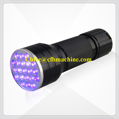 Факел светильника электрофонаря СИД черного/голубого алюминия 395NM Blacklight 21 цвета ультрафиолетов